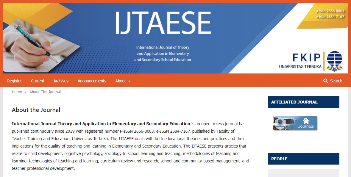 International Journal of Theory and Application in Elementary and Secondary School Education (IJTAESE)